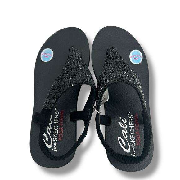NEW Skechers Meditation Glamour Muse Sandals Size 9 Black Embellished Rhinestone - Picture 6 of 11